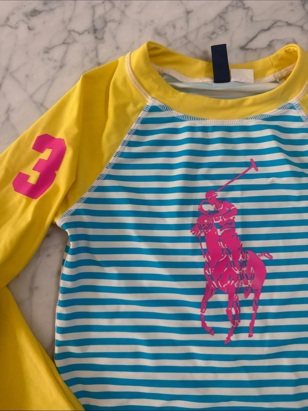 Ralph Lauren Polo Big Pony Youth Sz 8/10 Y Striped Swim Rash Guard